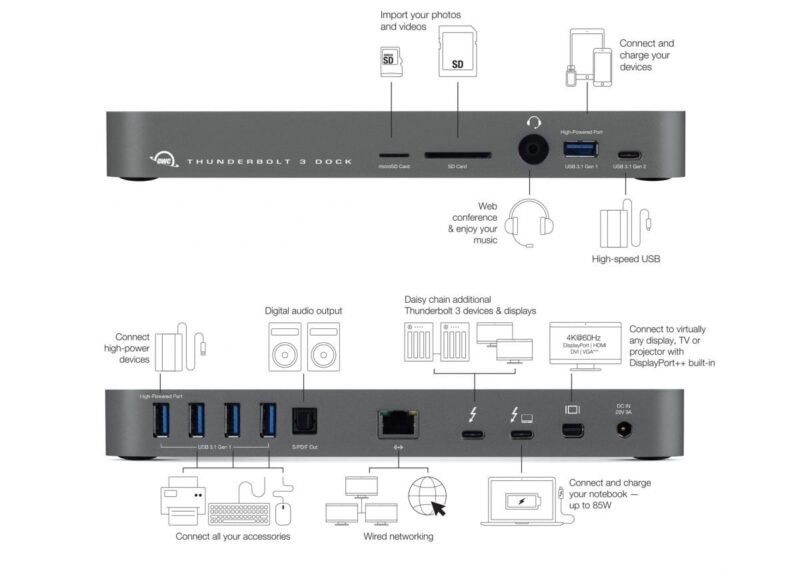 OWC 14 Port Thunderbolt3 Dock Space Grey - Image 2