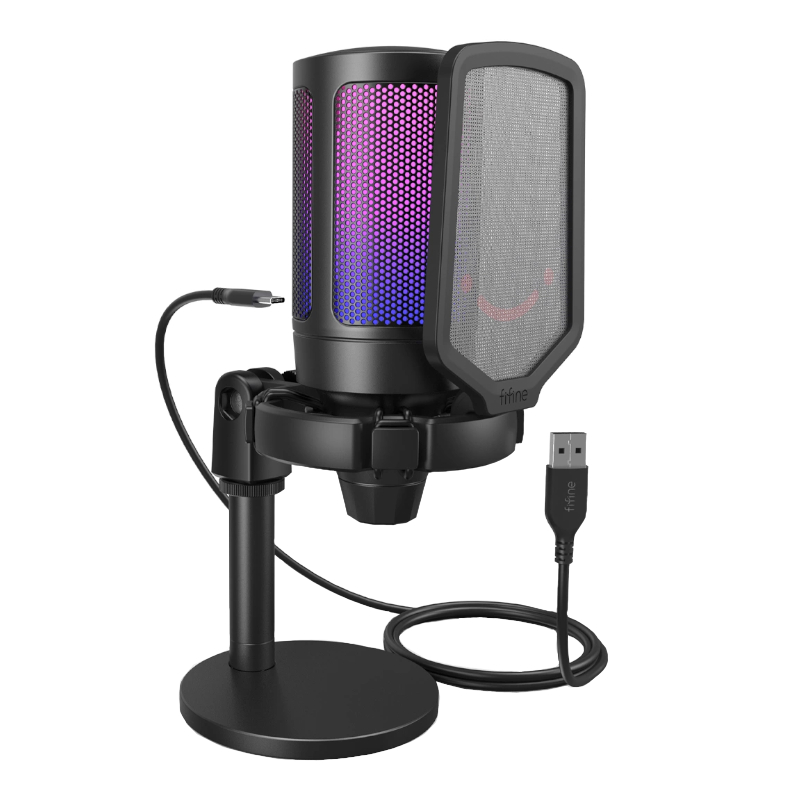 FIFINE MIC A6V Ampligame USB RGB Microphone With Pop Filter - Shock ...