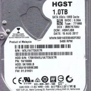 1TB HGST, SATA, 6GB/s, 2.5”, 5400RPM, 8MB Cache, Notebook HDD
