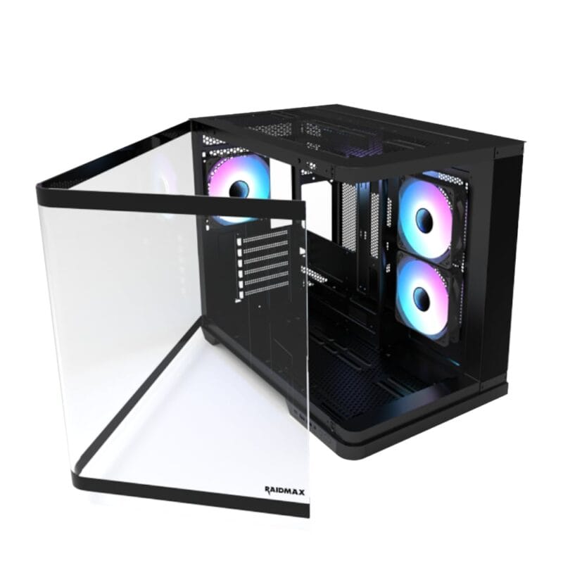 Raidmax I630 ATX | Micro-ATX | ITX ARGB Mid-Tower Dual Chamber Curved Glass Gaming Chassis - Black - Image 4