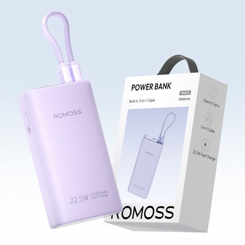 Romoss PHA10 10000mAh 22.5W Fast Charge Power Bank – Purple - Image 5