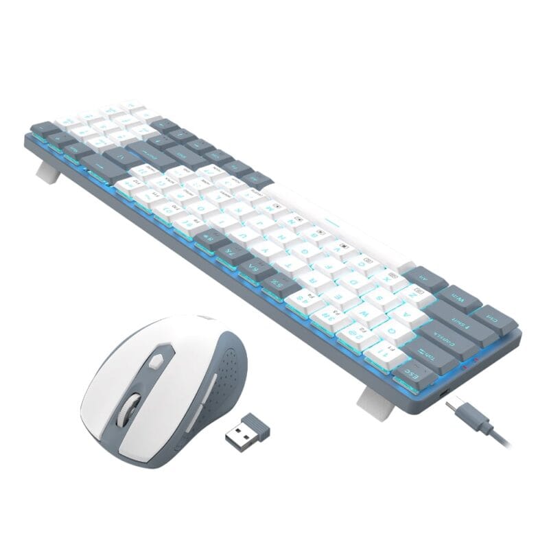 Redragon BS8772 Wireless Keyboard and Mouse Combo - Grey/White - Image 2