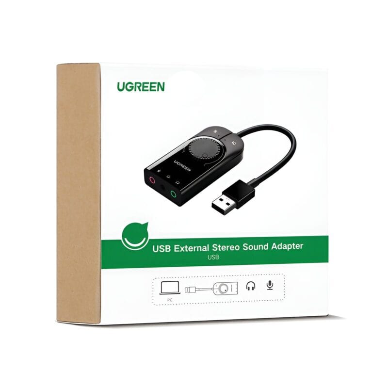 UGREEN CM129-40964 USB-A to 3.5mm External Stereo Sound Adapter - Black - Image 6