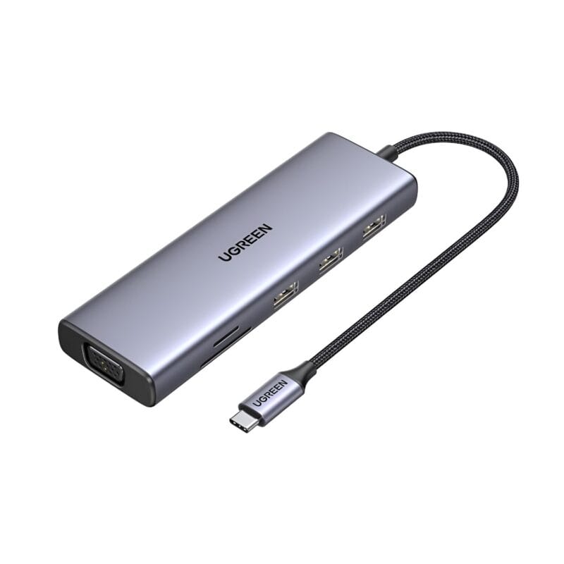 UGREEN 9-in-1 Type-C Hub - SILVER | 3× USB 3.0, 4K HDMI, VGA, RJ45 Gigabit, SD/TF, PD Charging - CM498