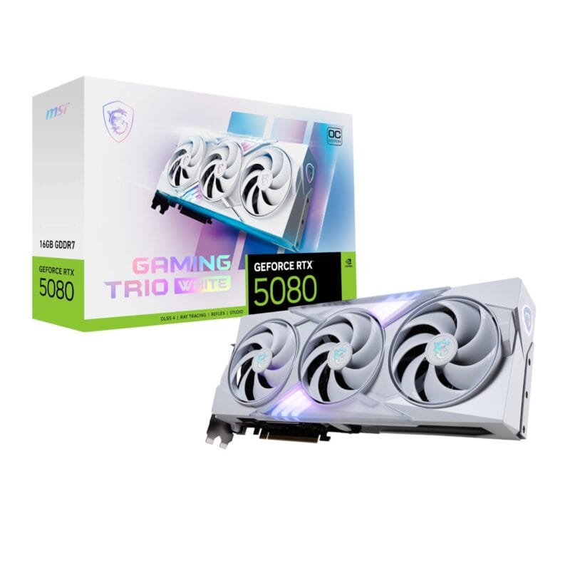 MSI GeForce RTX 5080 GAMING TRIO OC 16G Graphics Card - White